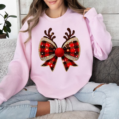 Christmas Coquette Bow Shirt, Christmas Reindeer Coquette Bow sweatshirt