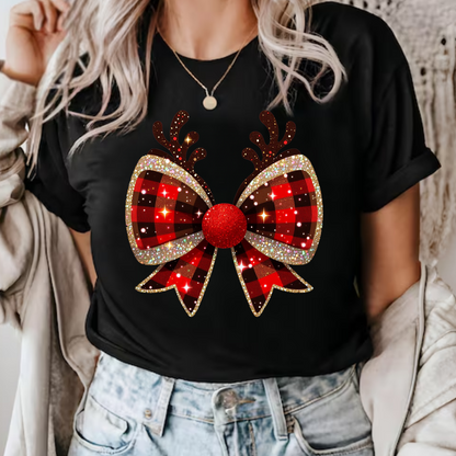 Christmas Coquette Bow Shirt, Christmas Reindeer Coquette Bow sweatshirt