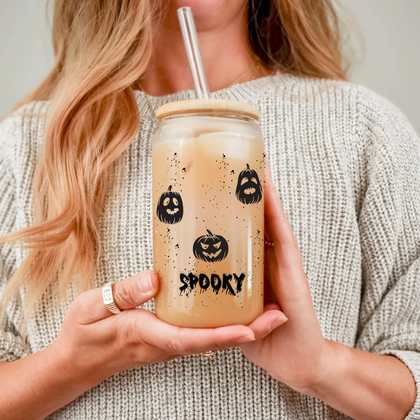 Spooky Pumpkin Glass Tumbler
