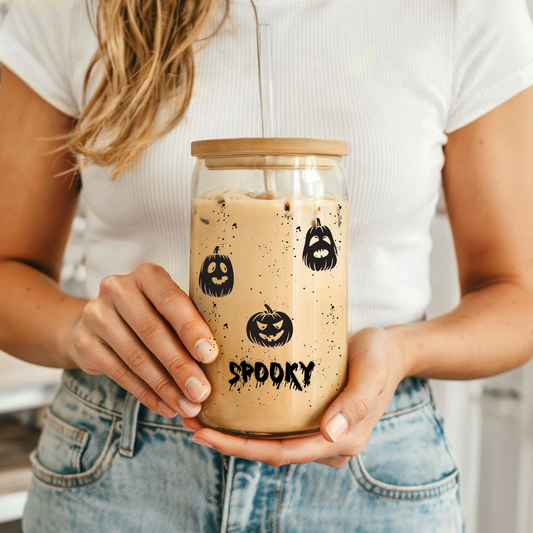 Spooky Pumpkin Glass Tumbler