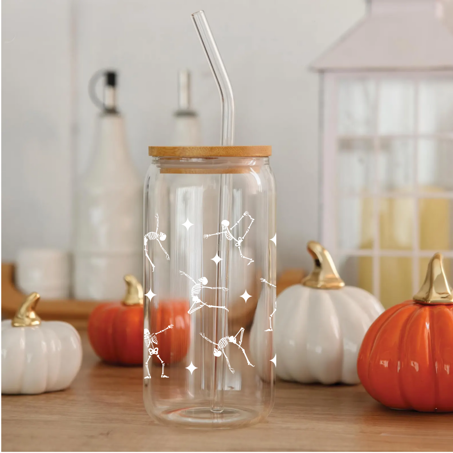 White Skeletons Dancing Glass Tumbler