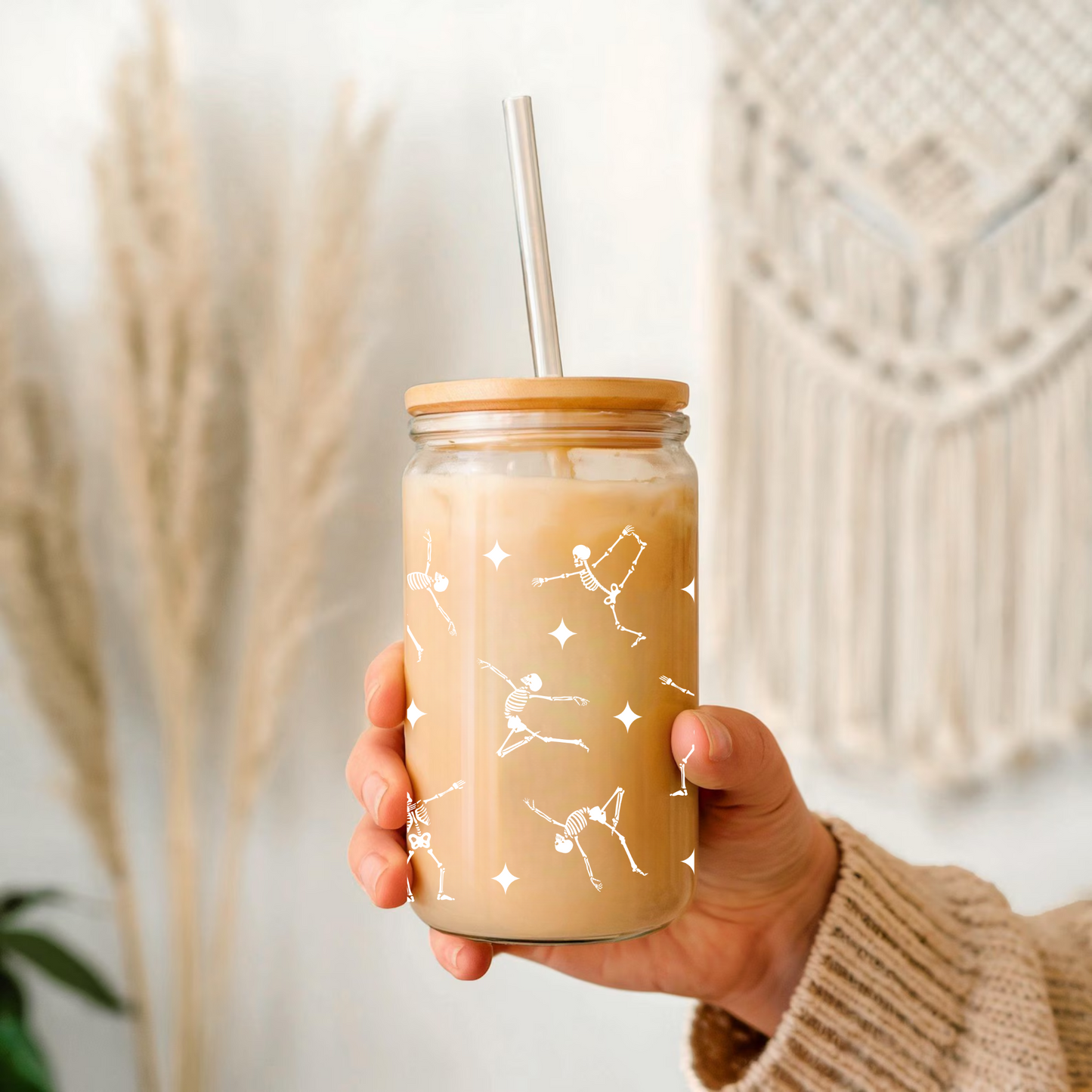 White Skeletons Dancing Glass Tumbler