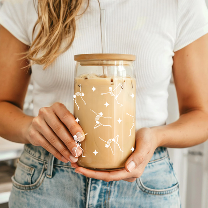 White Skeletons Dancing Glass Tumbler