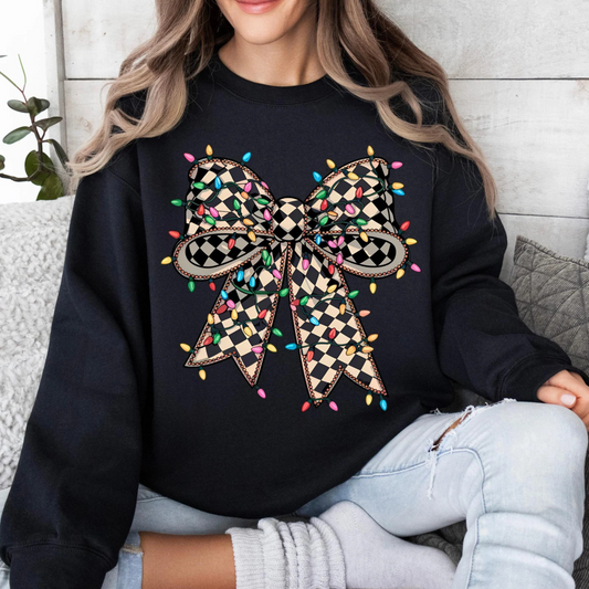 Black Checkered Ribbon Sweatshirt