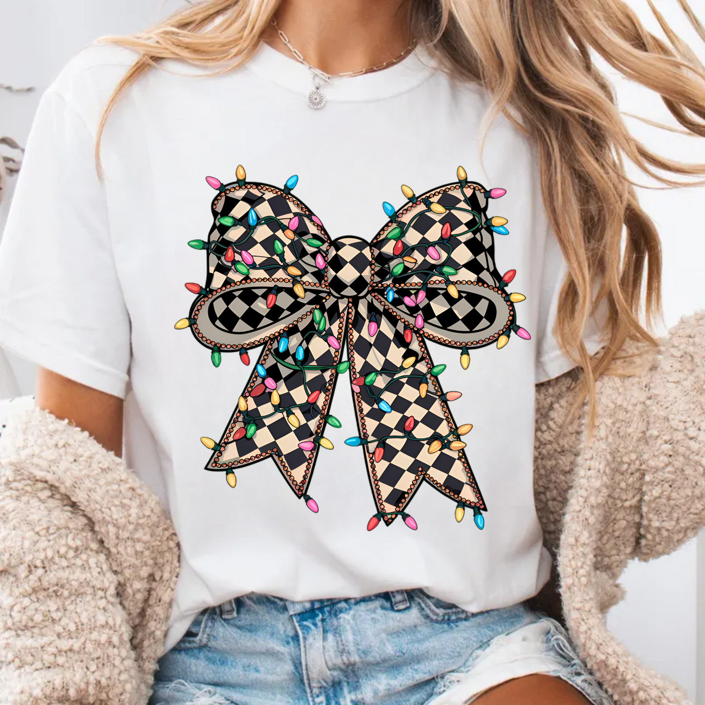 Black Checkered Ribbon Sweatshirt