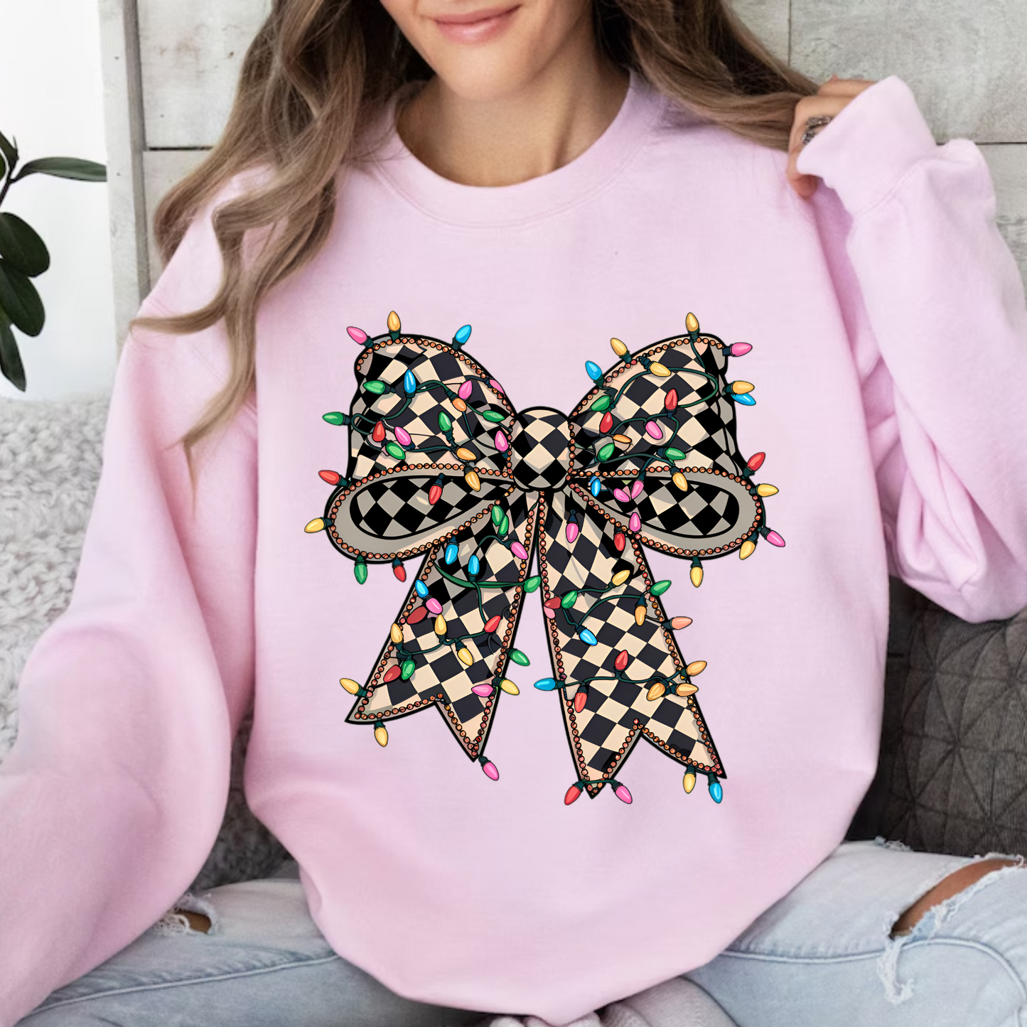 Black Checkered Ribbon Sweatshirt