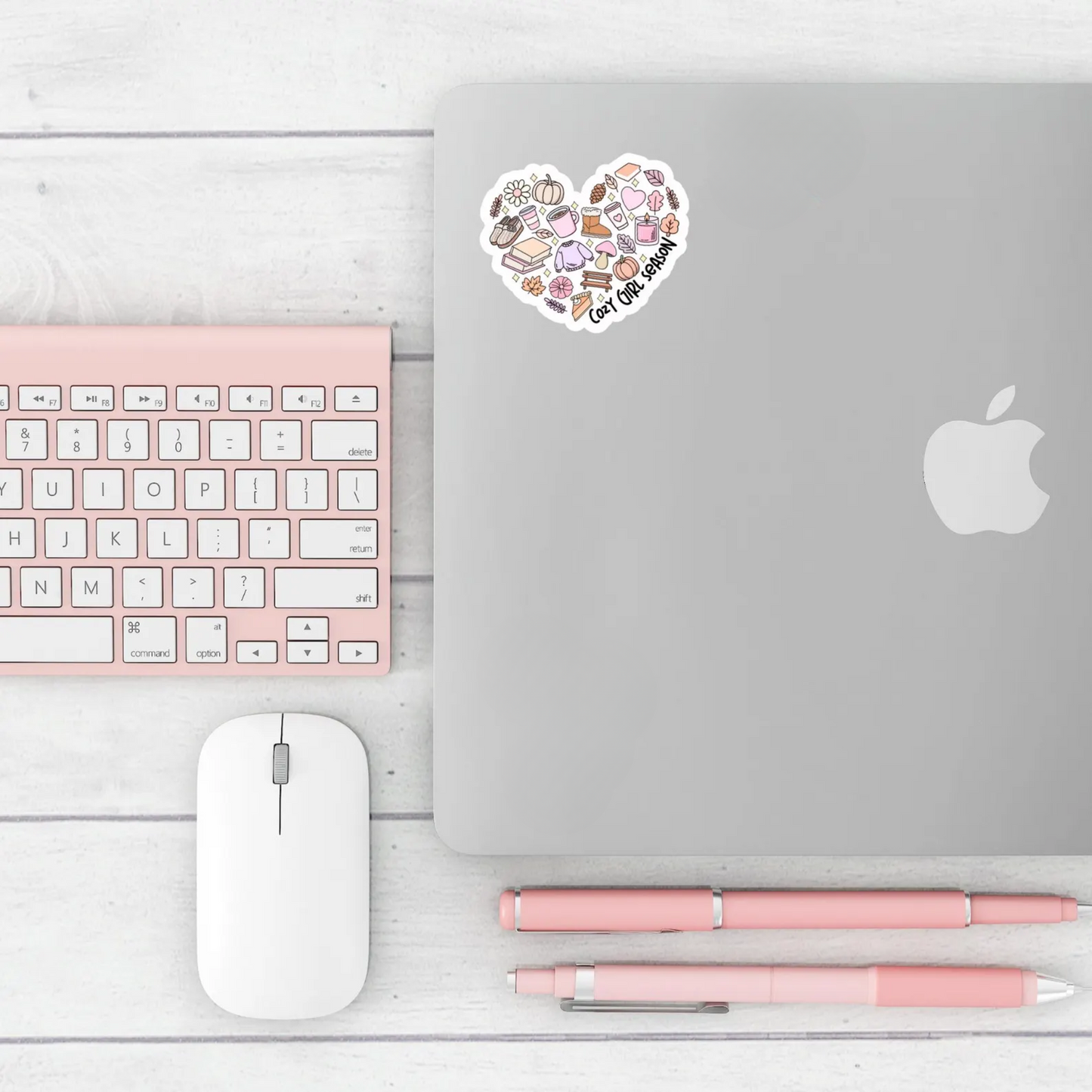Cozy girl season heart sticker, Water Resistant, Sweater Weather, Warm and Cozy Vibes, Autumn Aesthetics, Fall Lover Gift